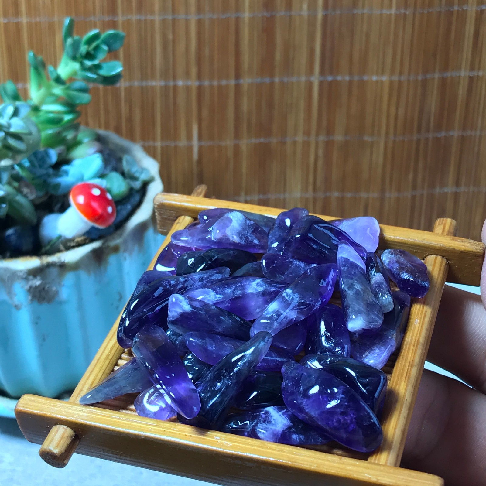 32pcs Natural Dreamy amethyst Crystal gemstone Polish Mineral Specimen 60g A6586