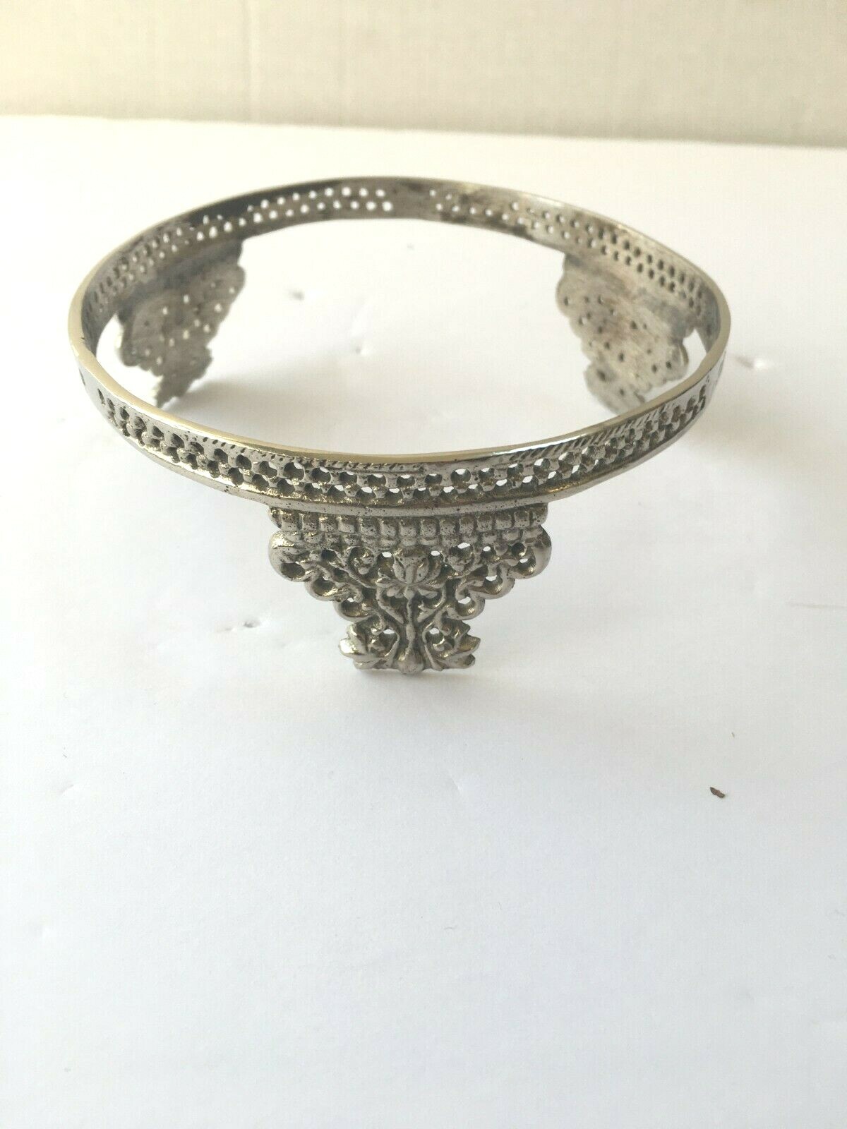 Solid Brass Silver color, Crown Gemstone Sphere Holder, stand, 4″ Dia.
