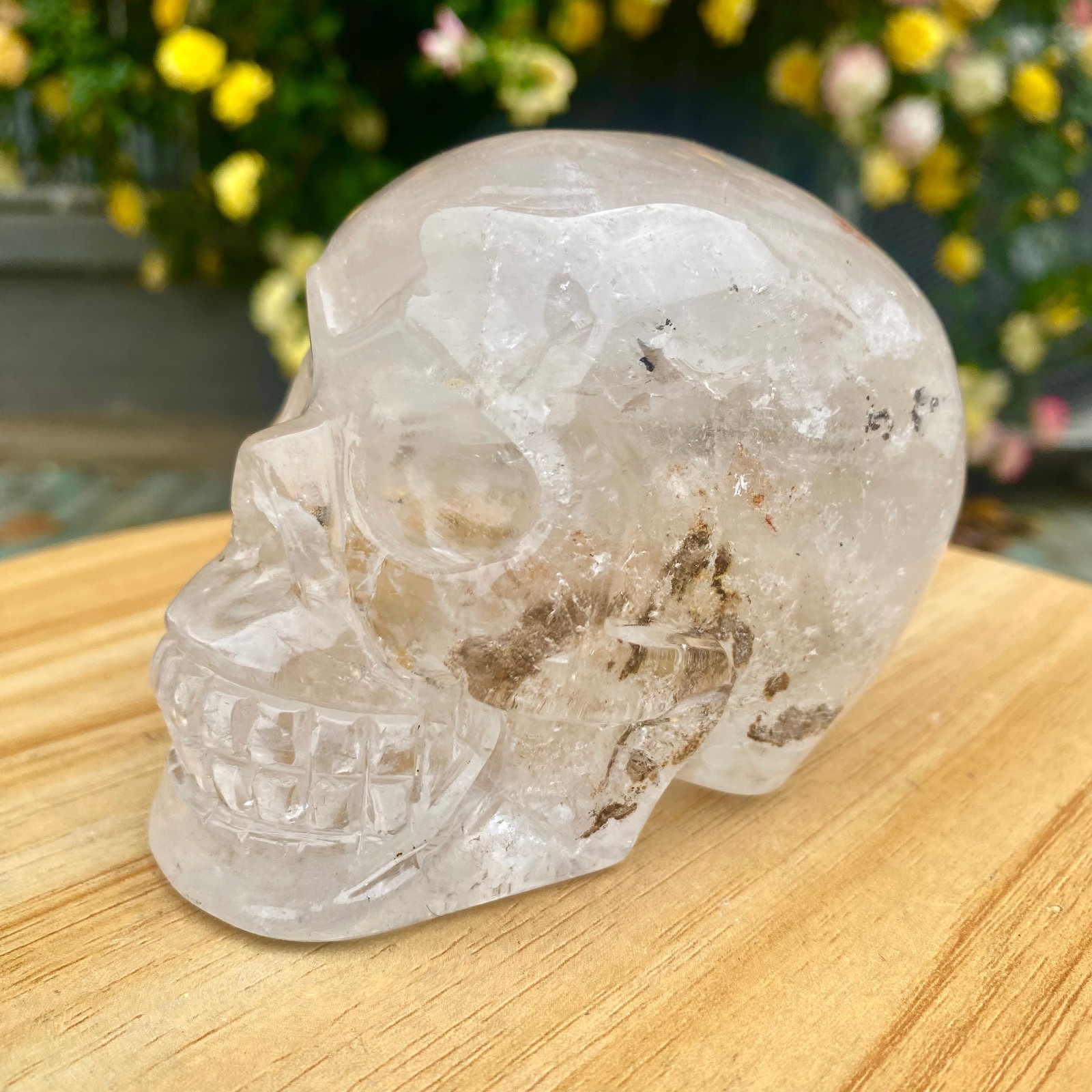 1.77LB TOP! White melting quartz hand carved crystal skull gem reiki healing