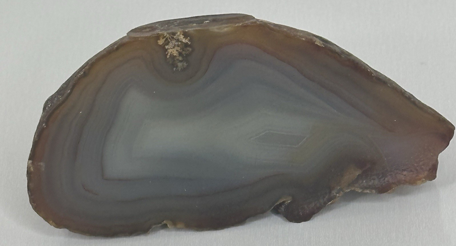 Polished Agate Approximately 3 1/8″ x 2 7/8″ Residual Glue Banded Sample #4
