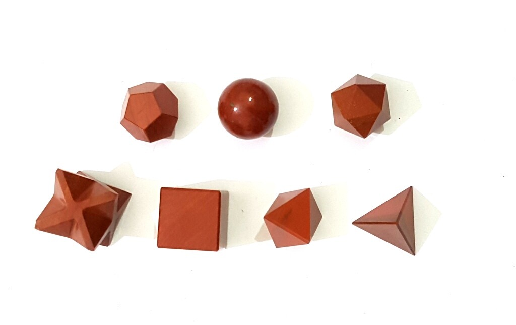 Red Jasper Sacred Platonic Geometry Set of 7 Shapes Reiki Chakra Set Healing
