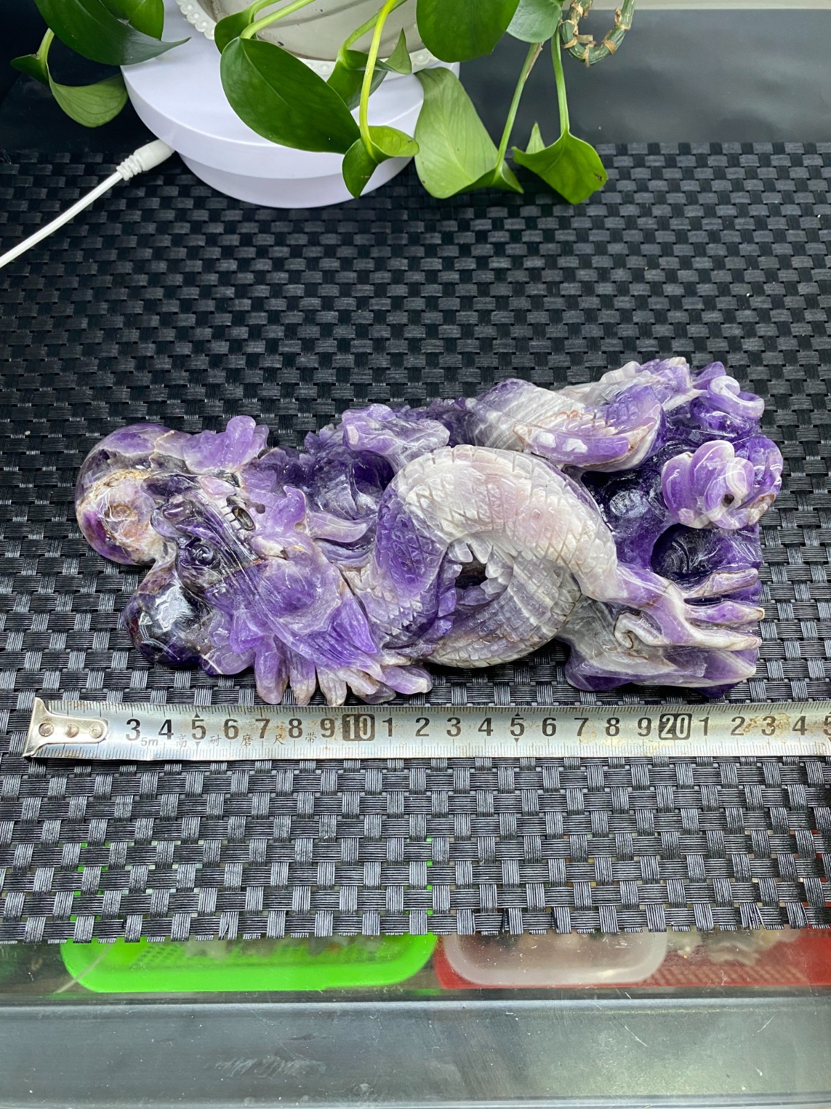 3.67lb Natural Dreamy Amethyst Quartz Carved Dragon Skull Crystal Reiki healing
