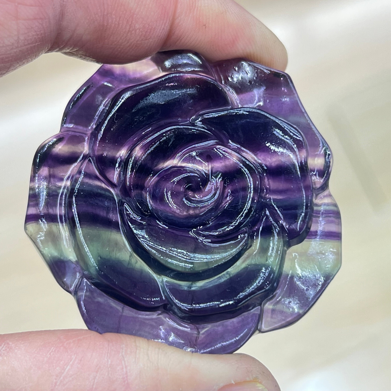 2″+Natural Colorful fluor Quartz Hand Carved flower skull Crystal Healing 1pc