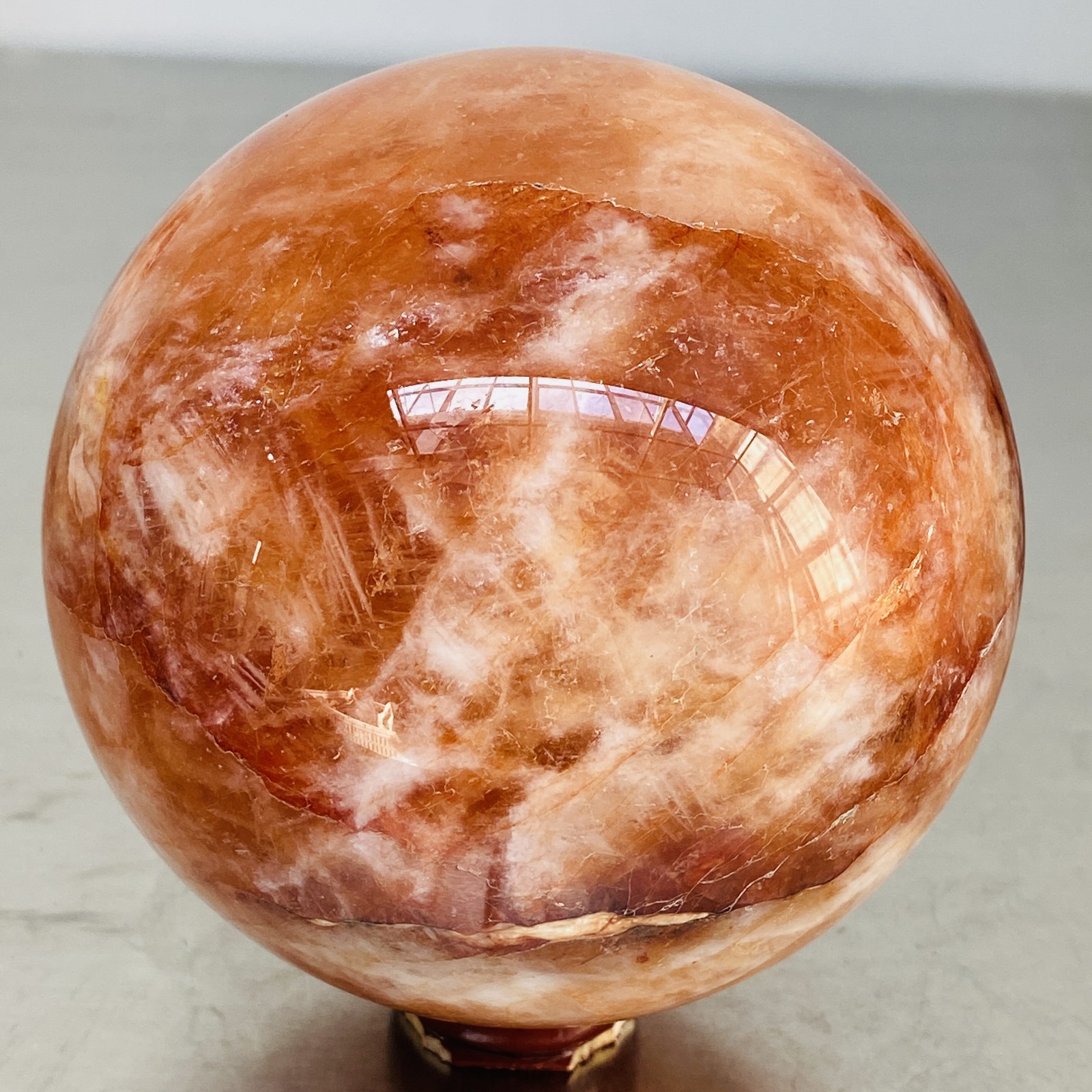 Natural Red Glue Flower Quartz Sphere Crystal Ball Healing 2000G