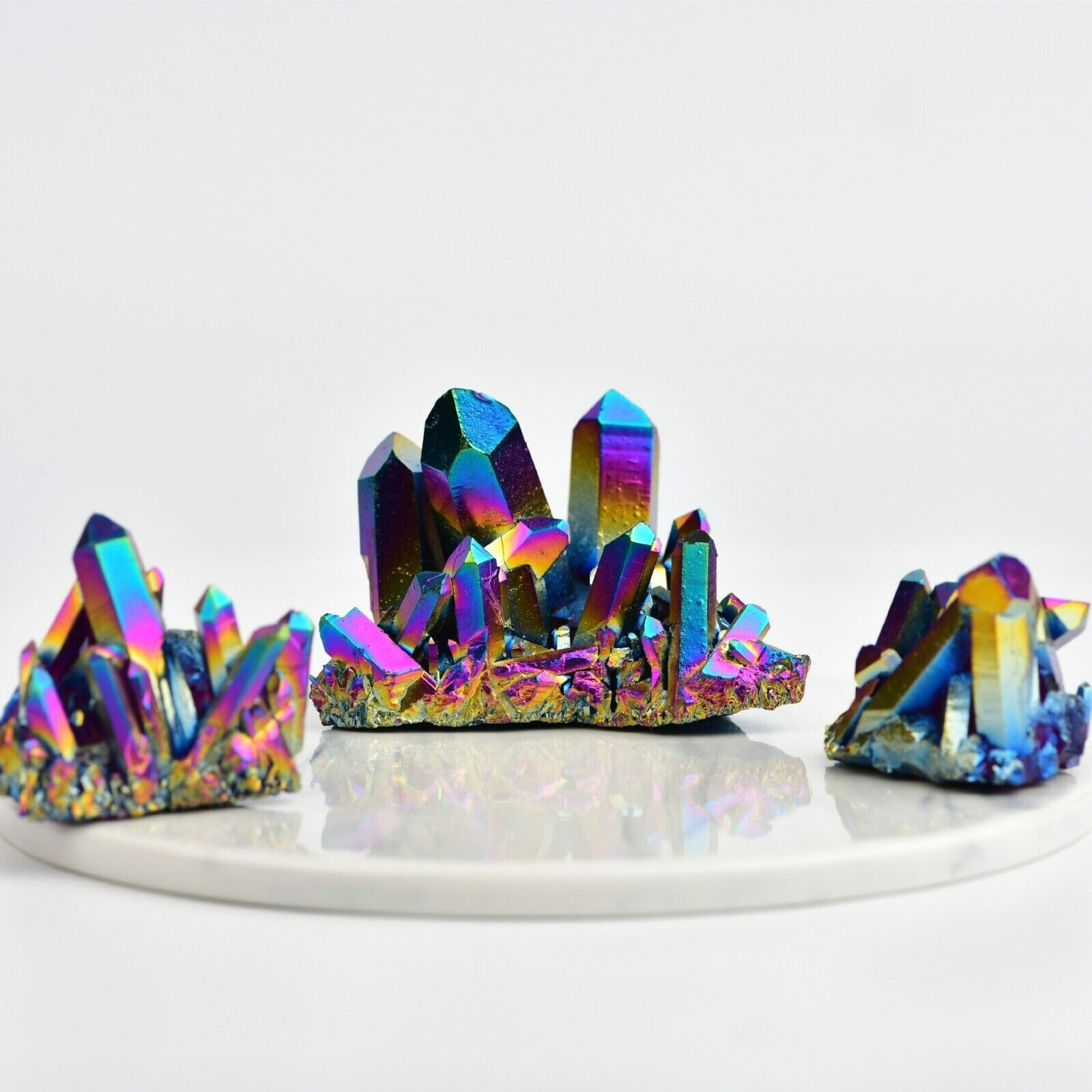 Rainbow Titanium Druzy Quartz Reiki Cluster Healing Mineral Specimen Home Decor