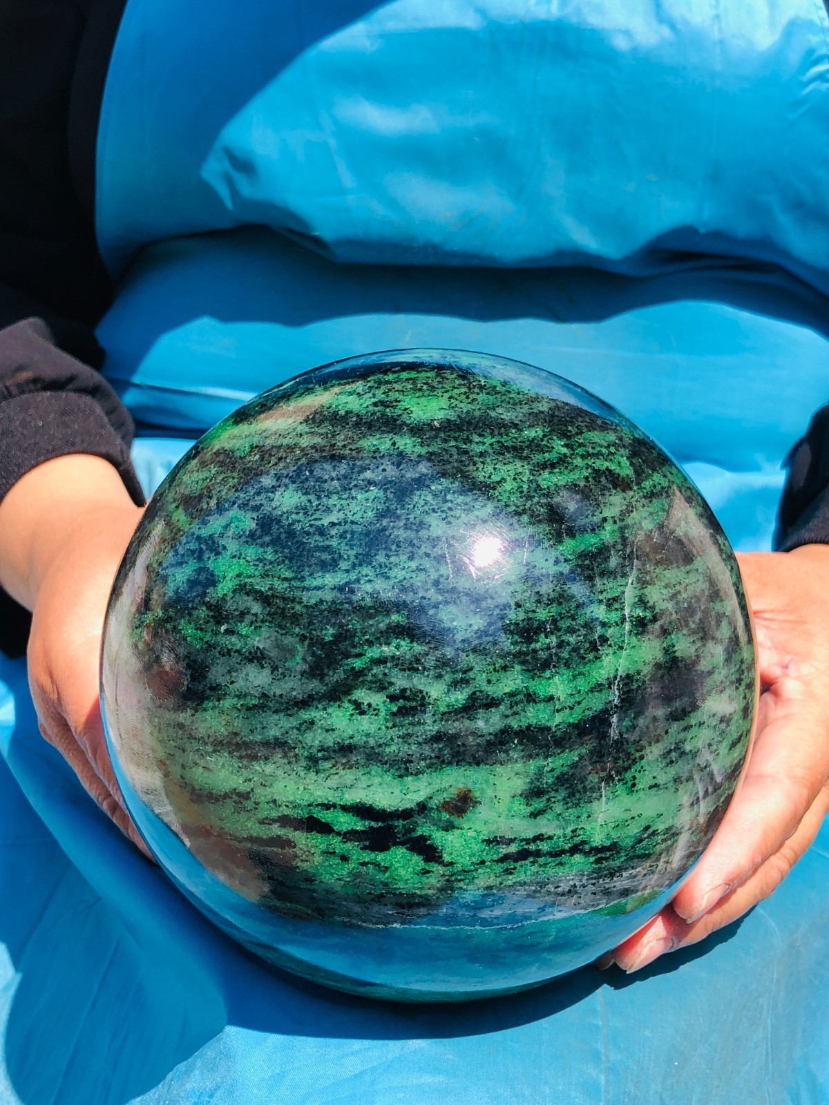 12.29 LB Large Natural Ruby Zoisite Sphere Crystal Healing Stone Specimen 5157