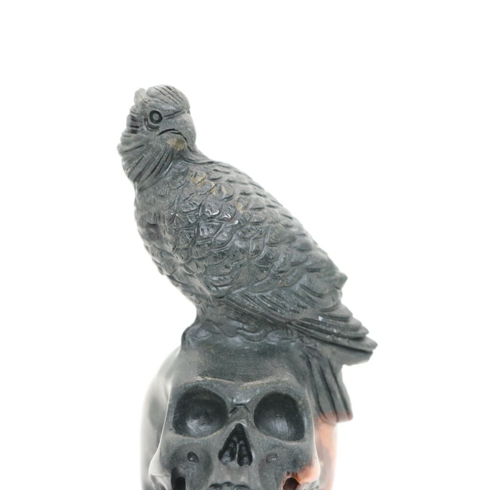 Height 3.4″ PLUM FLOWER STONE Carved Eagle Crystal Skull Crystal Healing Reality
