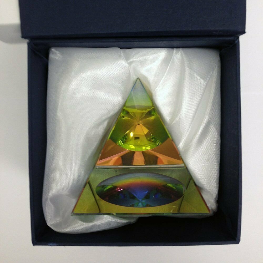 Crystal Iridescent Pyramid – Rainbow Colors 3.5″ with Gift Box