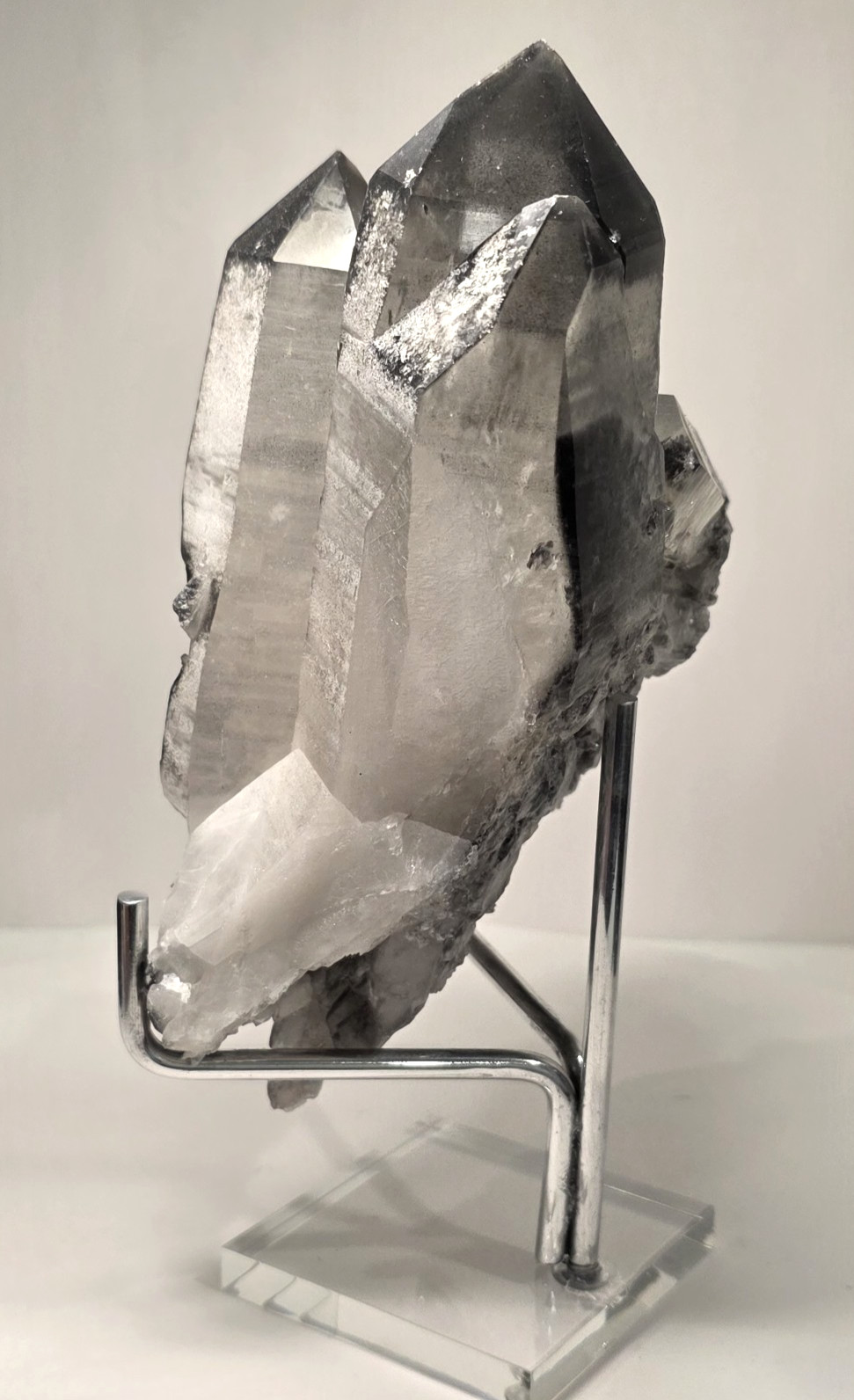 5LB 8″ Natural Smoky Quartz Crystal Cluster Phantom Point Specimen WITH STAND