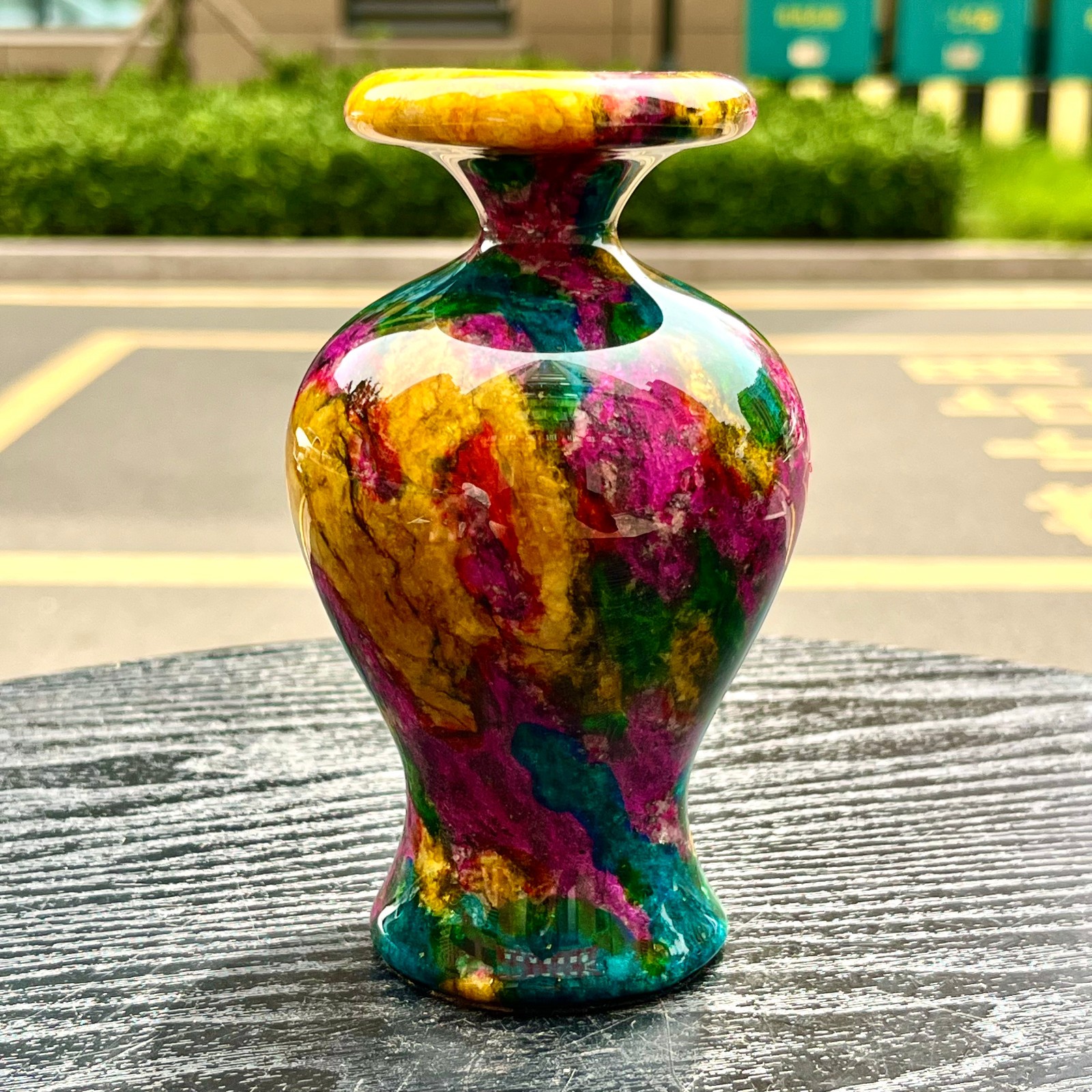 1.94LB Natural “Seven Colors Jade” vase specimen -Taiwan China