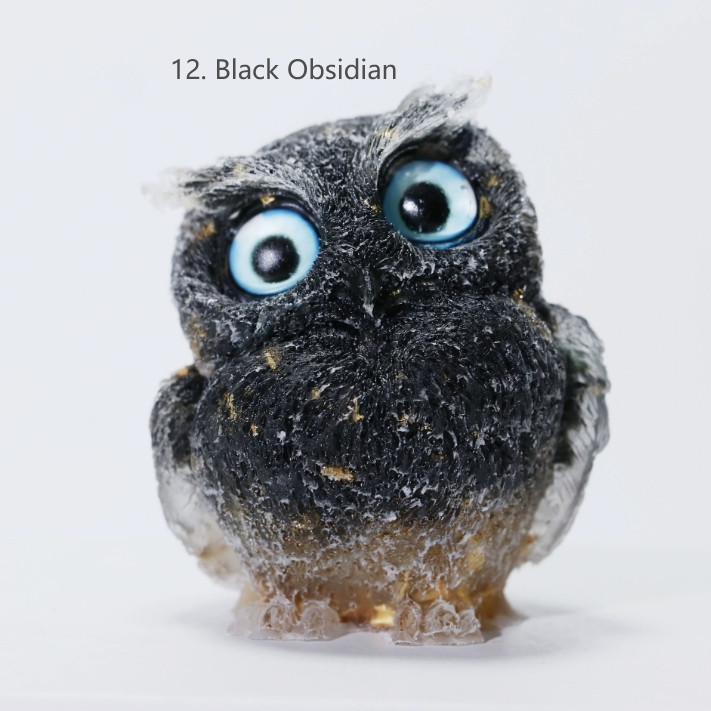 5PCS Natural Crystal Owl Carving Birds Figurine Decor Healing Stone Animals Gift