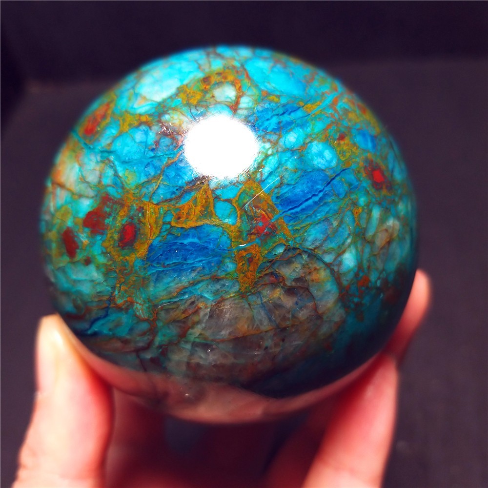 RARE 385.5G Natural Malachite Turquoise Blue Copper Ore Symbiotic Ball QQ200