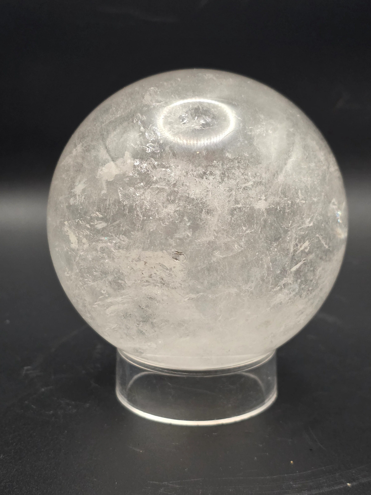 Large clear quartz sphere! 79.3mm, 3.1 inches, 1.8 pounds