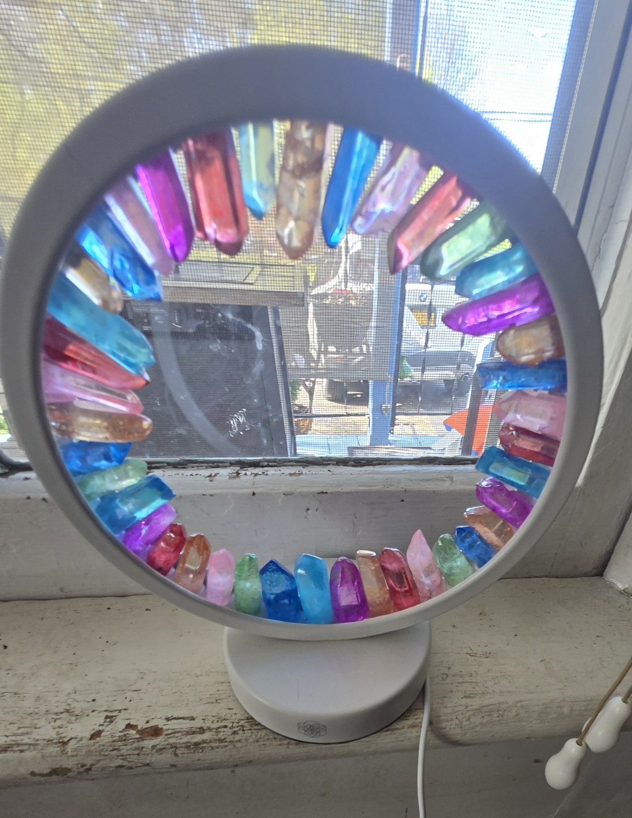 Clear Quartz Lamp Rainbow after the storm, multicolor USB by Conscious Items