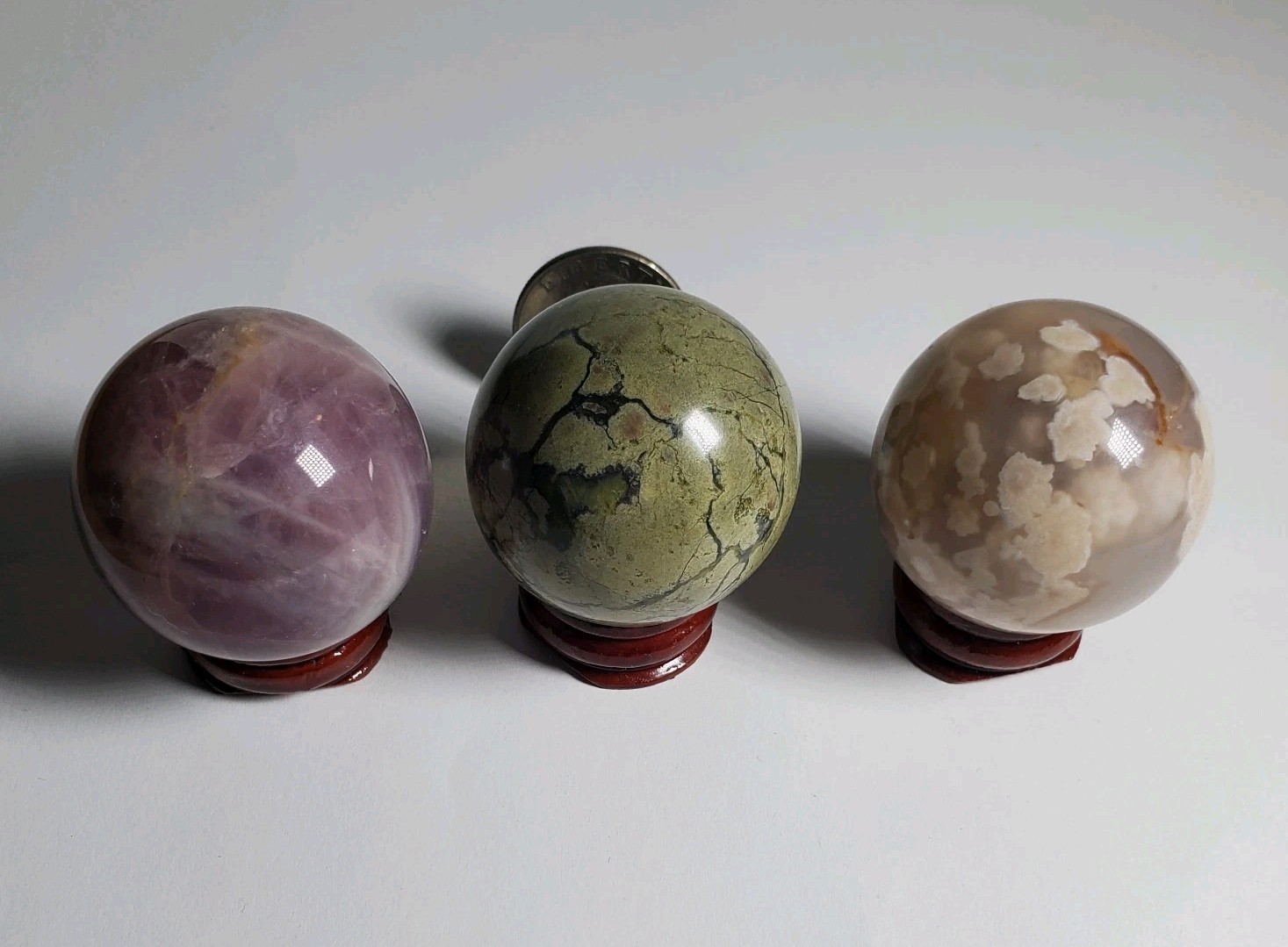 3pc Small Crystal Sphere W/stands Bundle