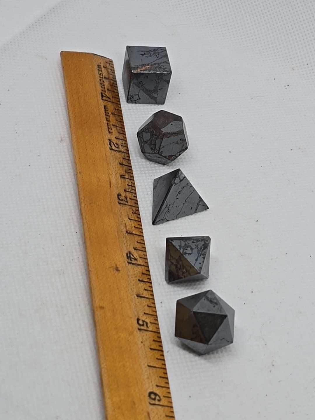 5 Piece Carved Hematite Sacred Geometry Set