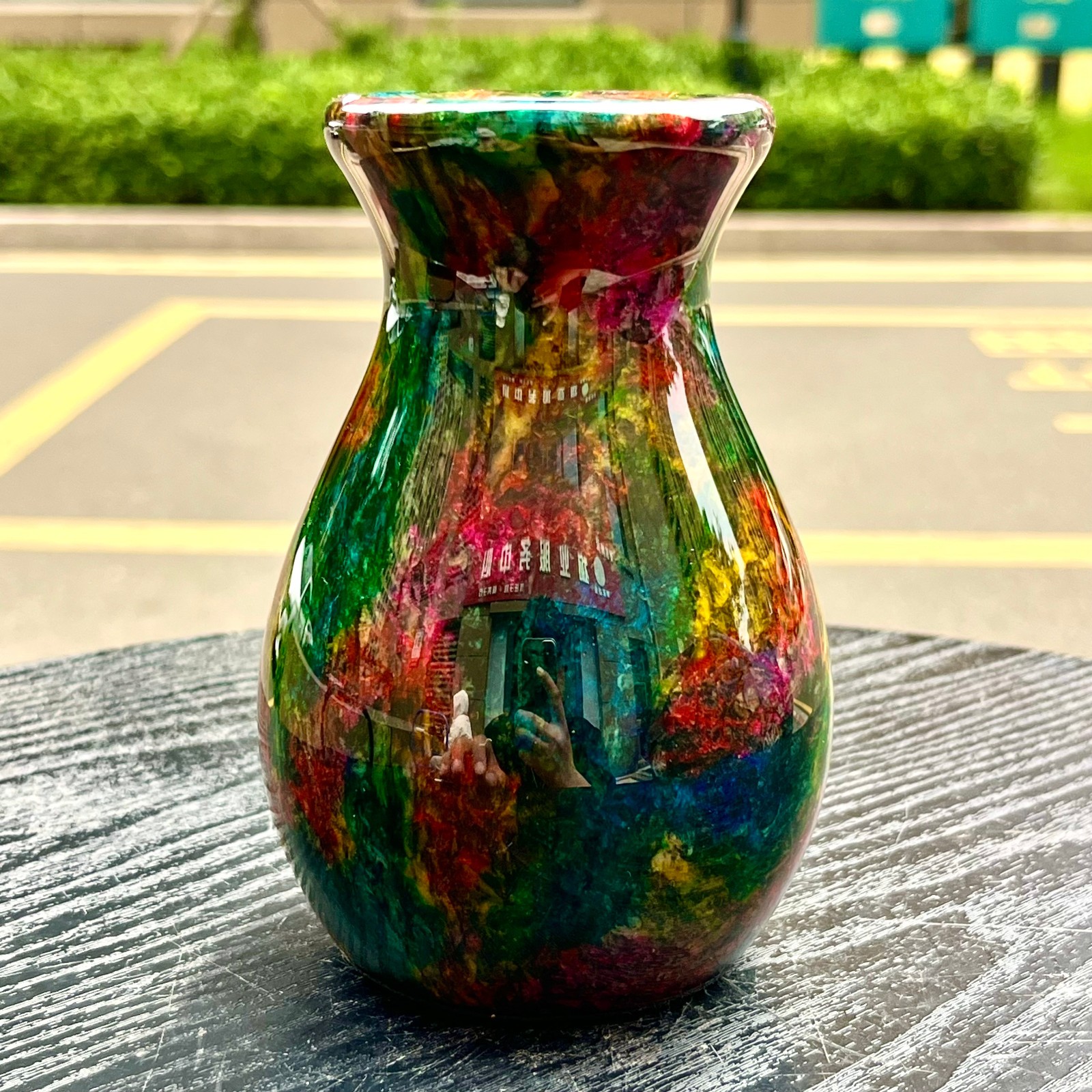 1.08LB Natural “Seven Colors Jade” vase specimen -Taiwan China