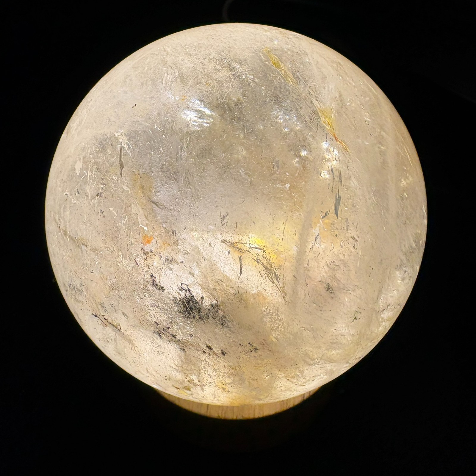79mm Large Quartz Ball Natural Crystal Sphere w/ USB Light Stand Decoration