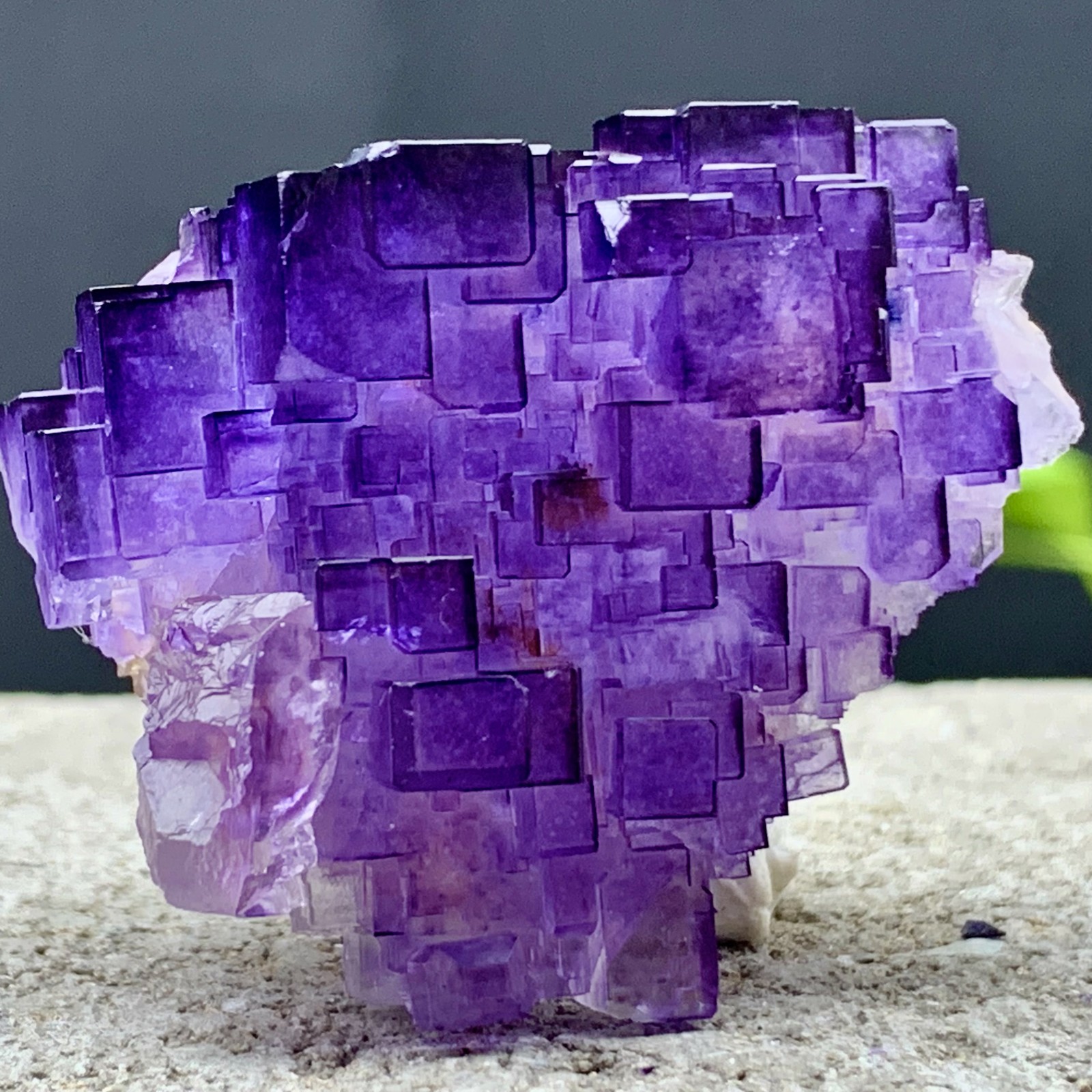 53G Natural purple fluorite Matrix array stepped fluoritemineral specimen/China