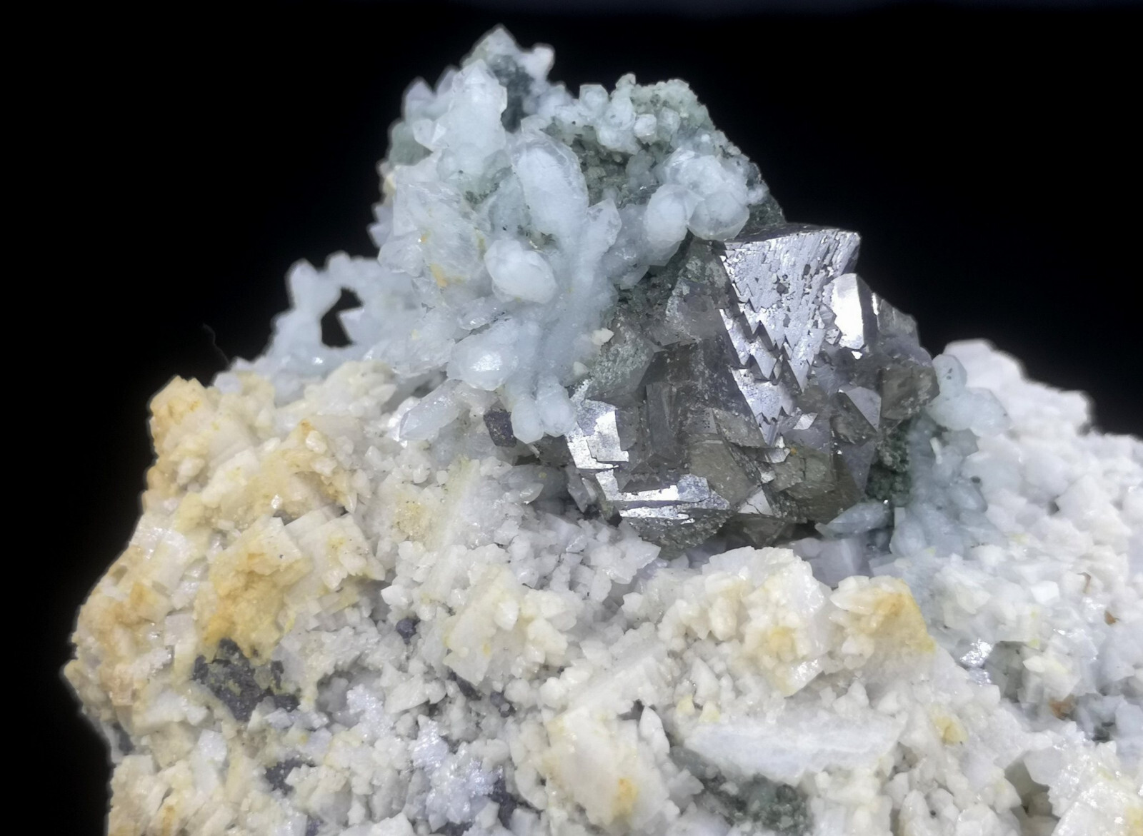 230g 84mm Arsenopyrite Quartz & Dolomite on Magnetite Inner Mongolia China B9986
