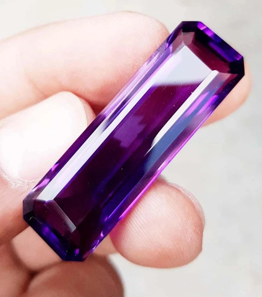 Brazilian Purple Amethyst Emerald Cut 100 Ct Certified Natural Loose Gemstone
