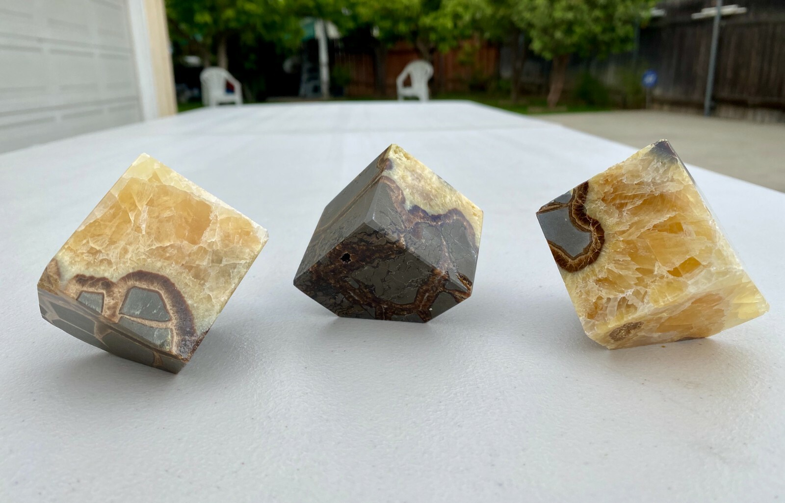 Polished Septarian Aragonite Calcite Limestone Crystal Cubes 2″ Self Standing