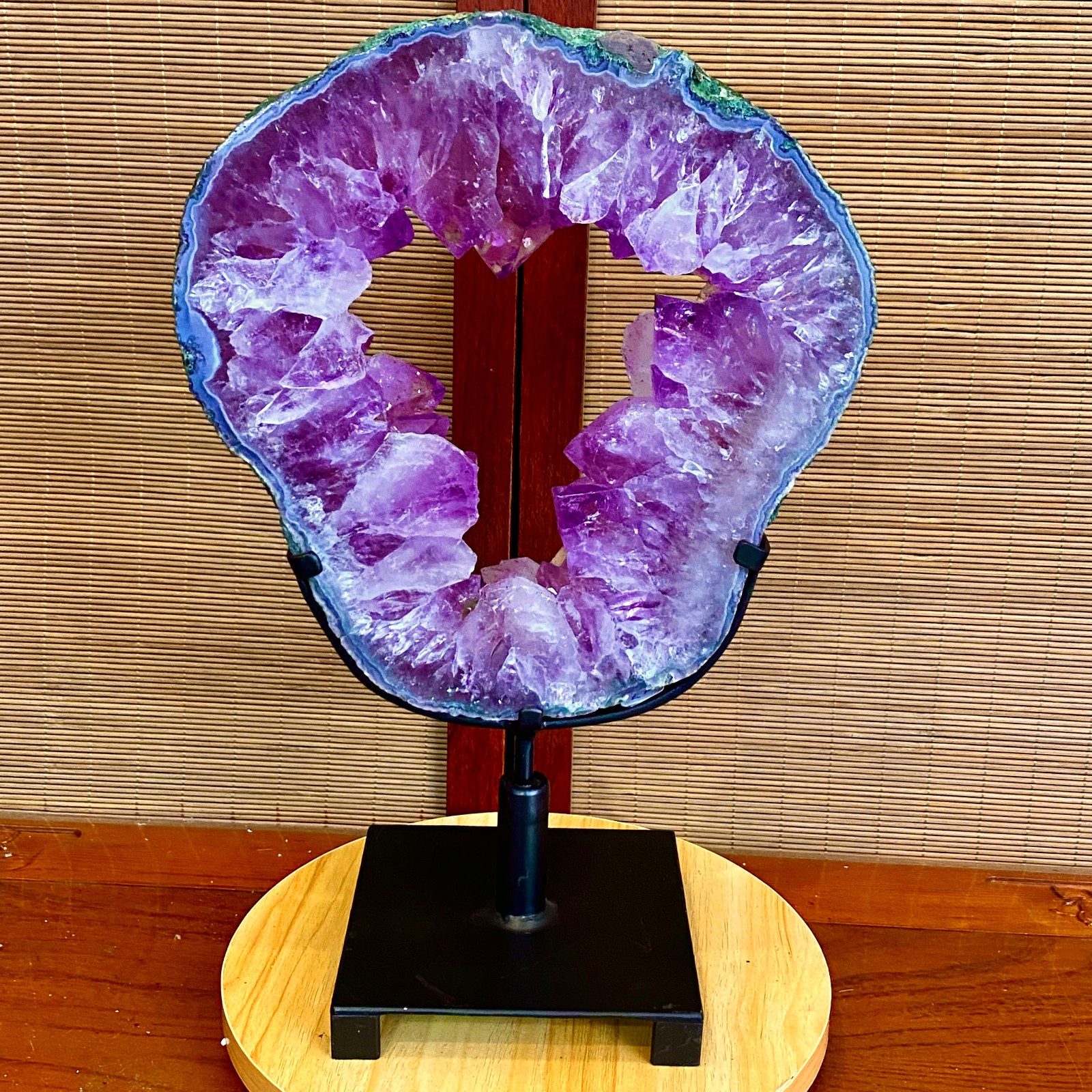 8.4LB Natural Amethyst Cave Crystal Slice Crescent shaped Hand Cut Repai