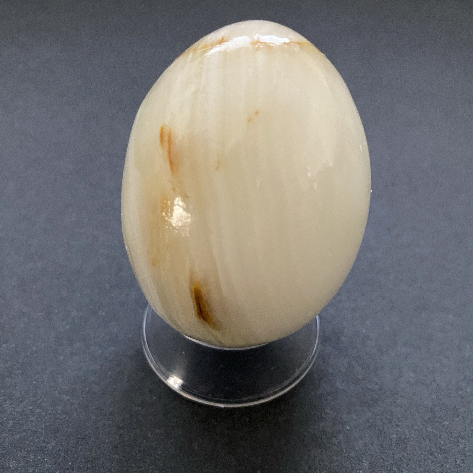 Natural Onyx Stone Egg With Stand Hand Polished Banded Agate Calcite Crystal