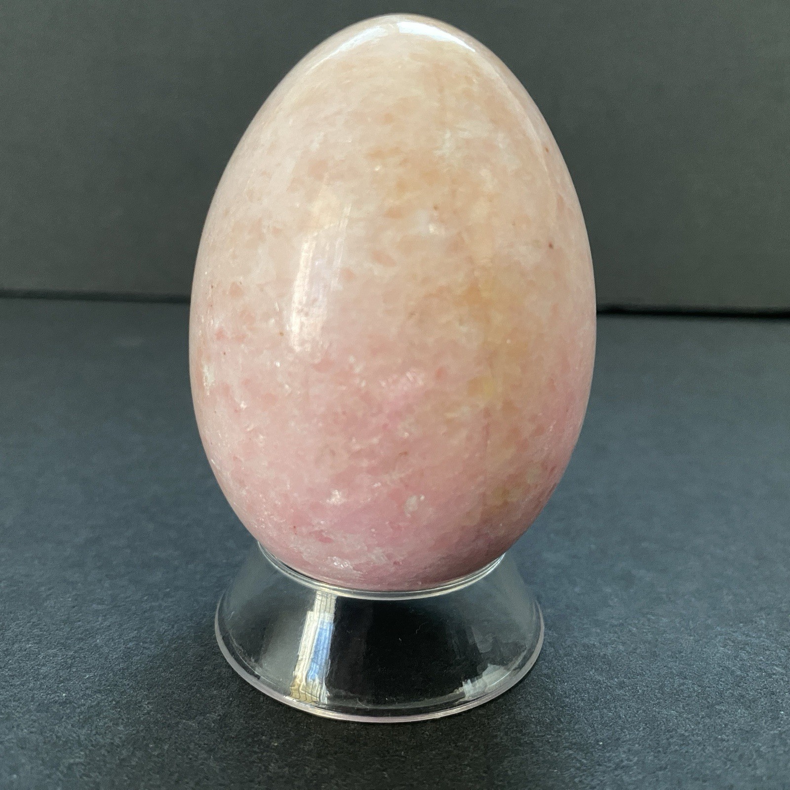 Natural Onyx Stone Egg With Stand Hand Polished Banded Agate Calcite Crystal