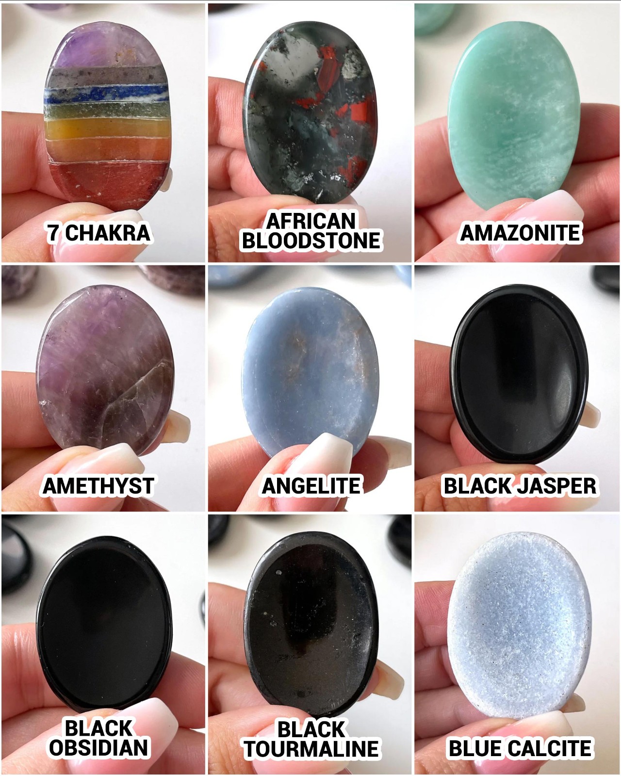 Natural Crystal Worry Stone Pocket Meditation Stone Thumb Stone Crystal Lot