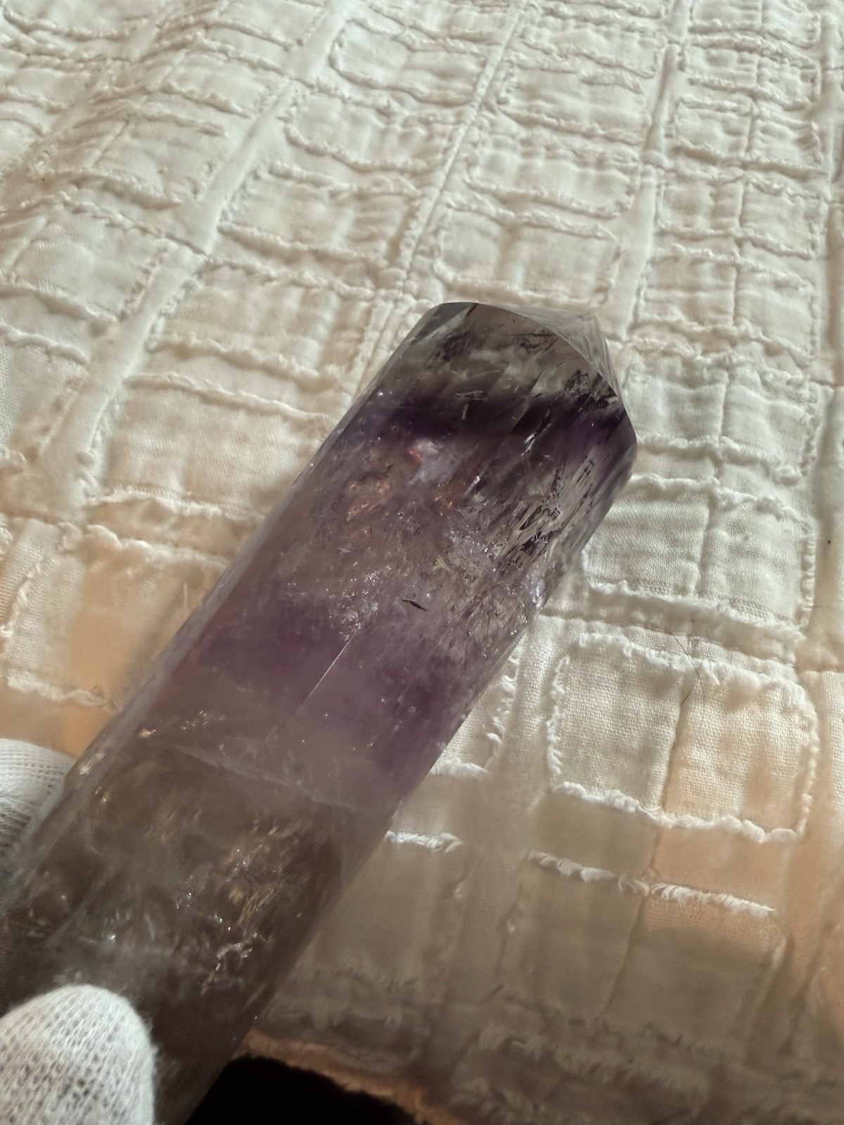 9-1/2in Amethyst Vogel Style 24-Sided Crystal Wand With Stand