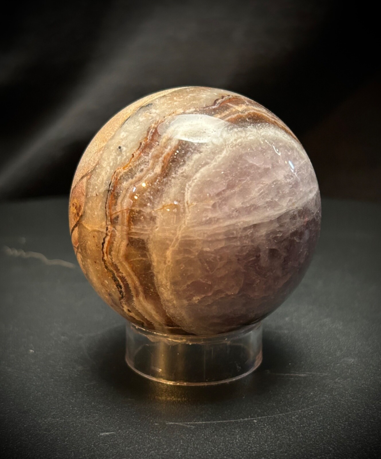 2.1″ Agate And Amethyst Sphere With Acrylic Stand 8.1oz