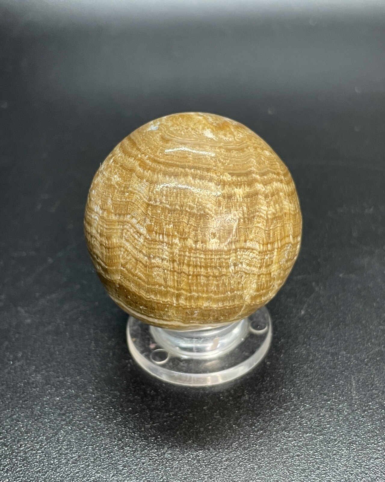 Brown Multi Banded Marble Sphere Brown Banded Agate Orb Ball 1.457”