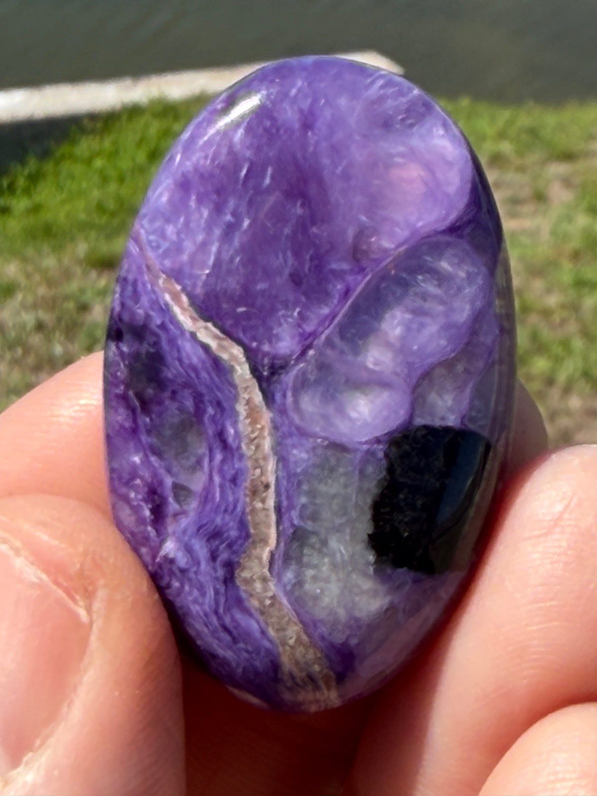 AA Charoite Polished Gemstone Small Palmstone 1 5/8″ 16 Grams Colored By Nature.