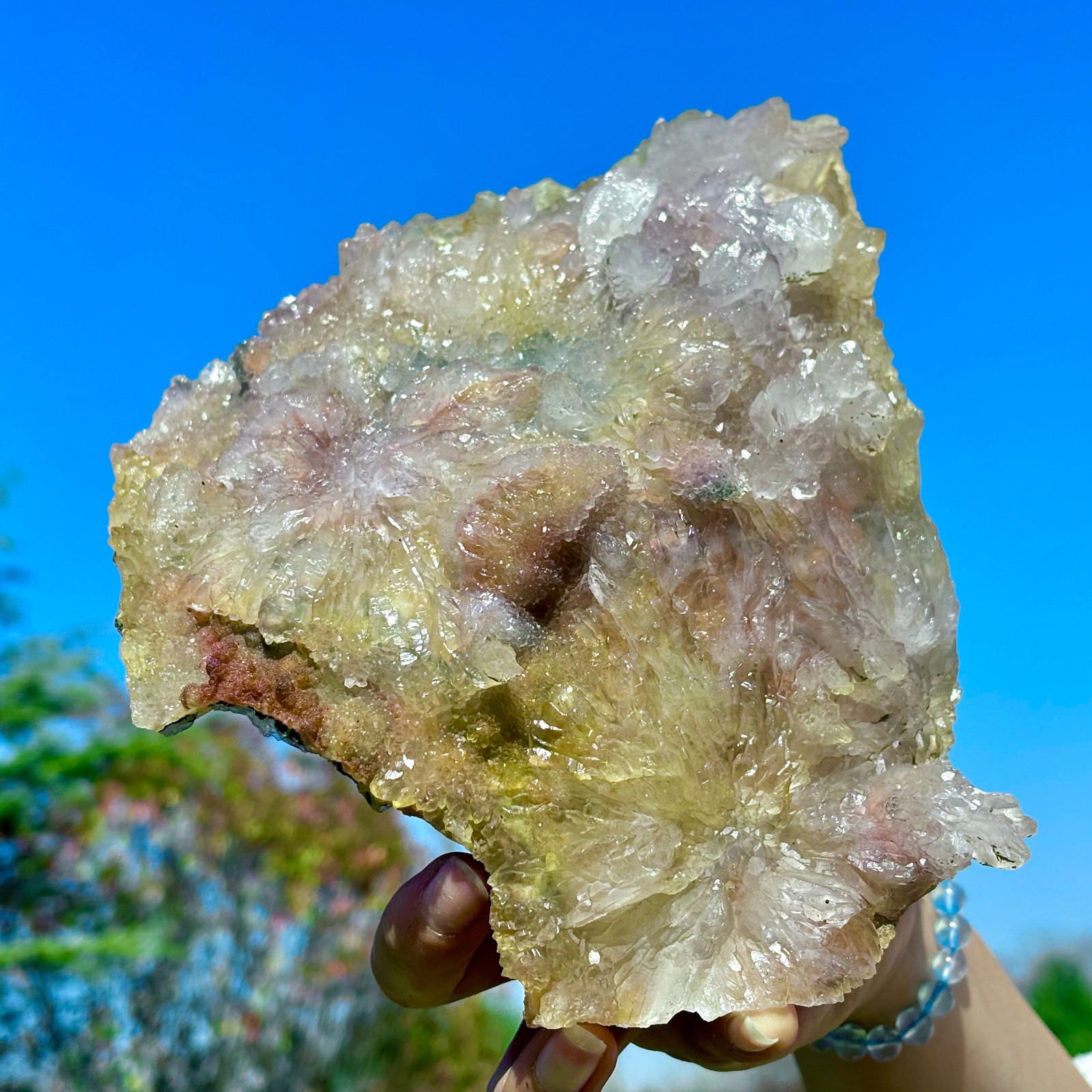 2.08LB Rare Natural Transparent Sunflower Fluorite Mineral Crystal Sample/China