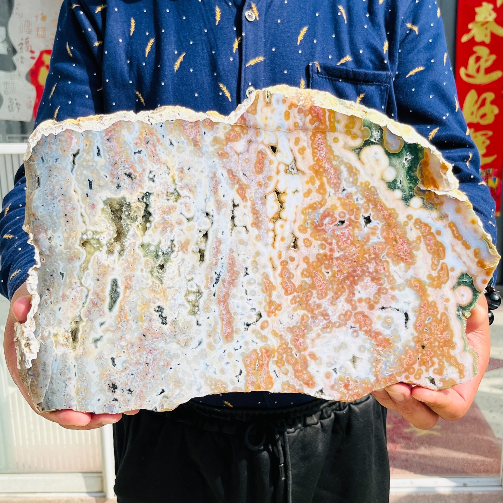 3.75LB Rare Natural The 8th Vein Ocean Jasper Slab Quartz Crystal Reiki Healing