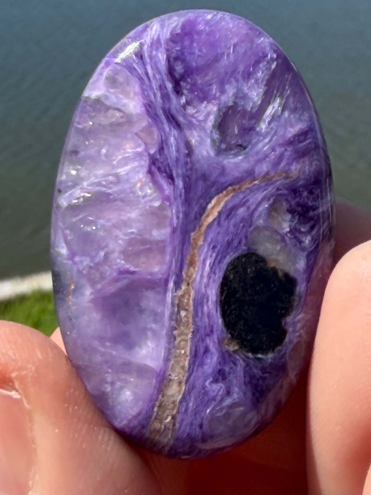 AA Charoite Polished Gemstone Small Palmstone 1 5/8″ 16 Grams Colored By Nature.