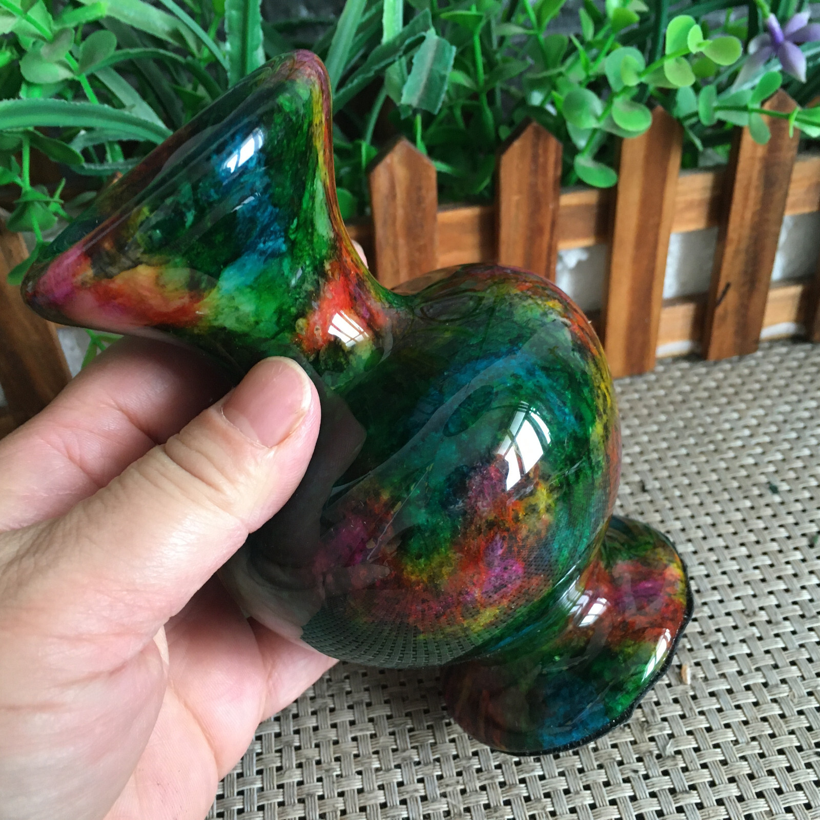 945g Natural “Seven Colors Jade” vase specimen -Taiwan China mh633