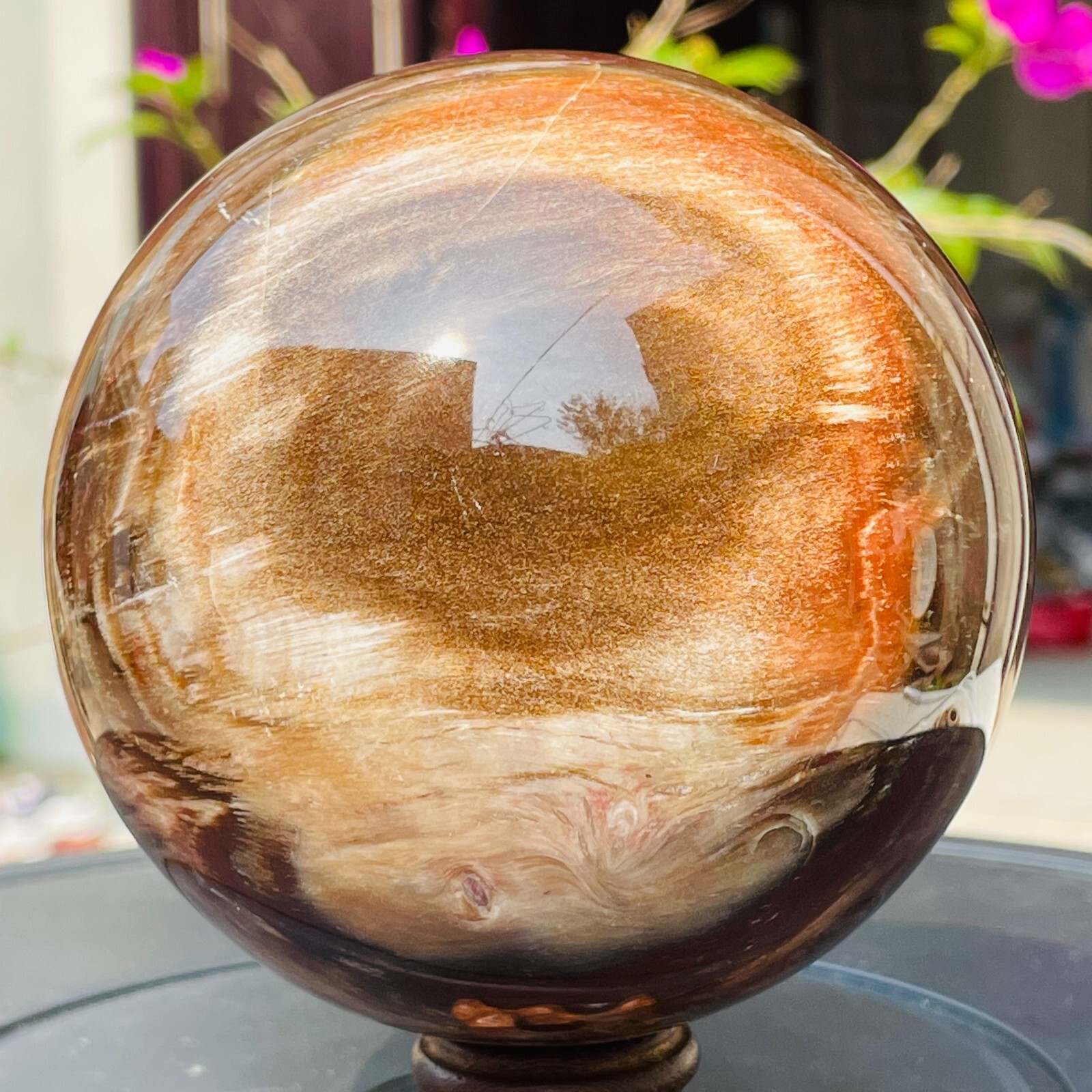 1196g Large Red Petrified Wood Crystal Ball Fossil Polished Sphere Specimen