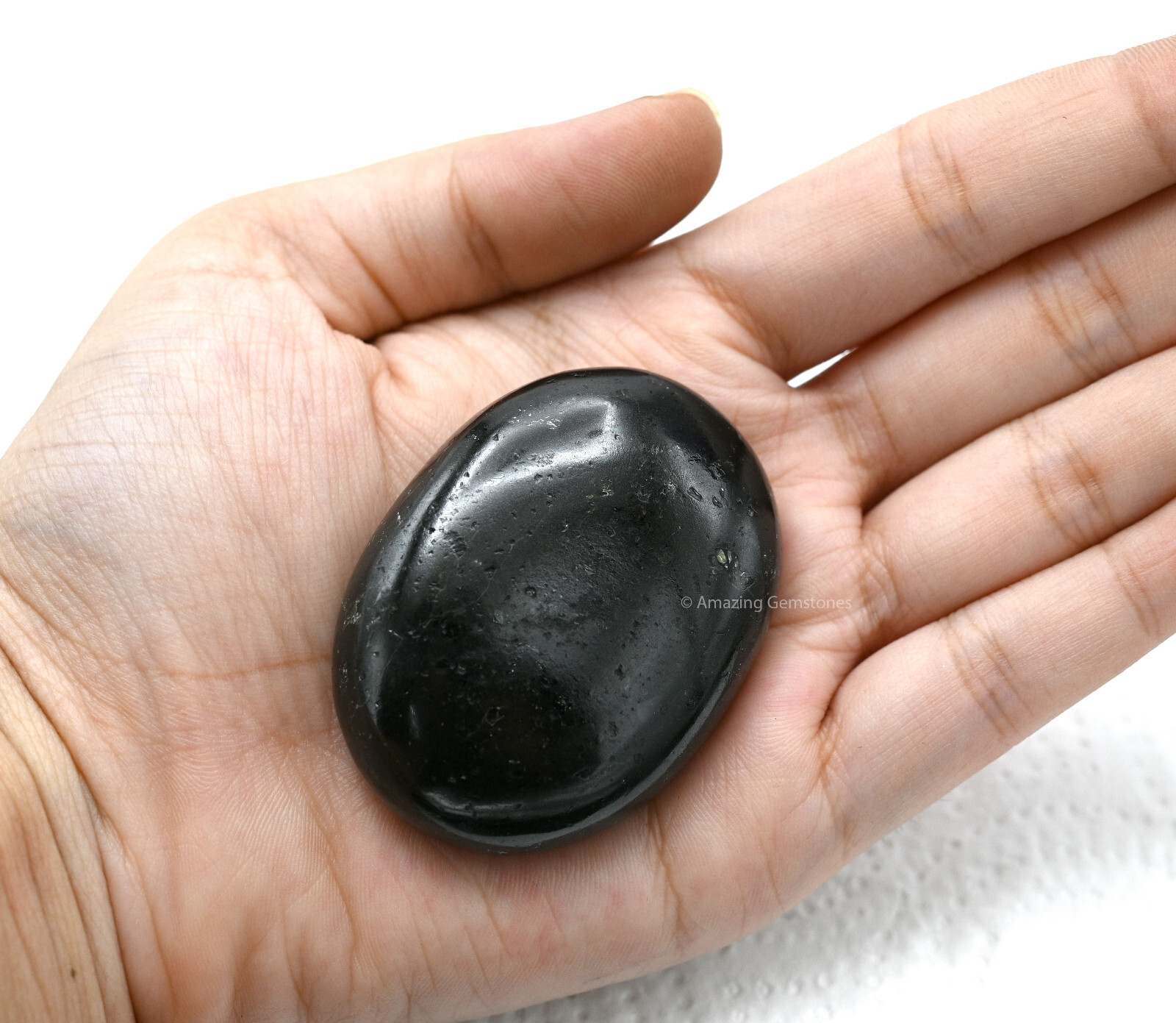 Black Tourmaline Crystal Palm Stone