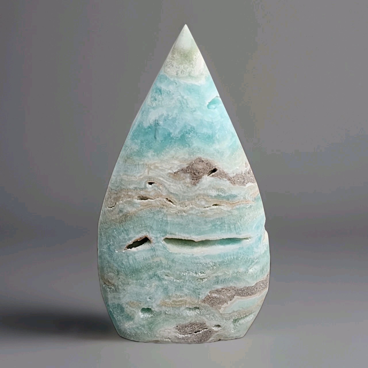 Large Polished Hemimorphite Teardrop Freeform Ornament – USA