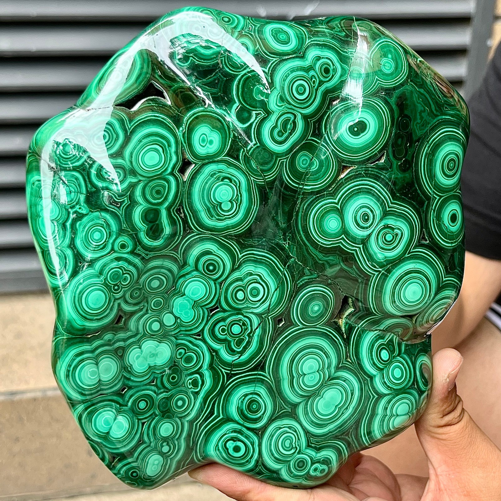 Natural Malachite Stone Polished Slab Bull Eye Pattern Display Decor 7.1 lb