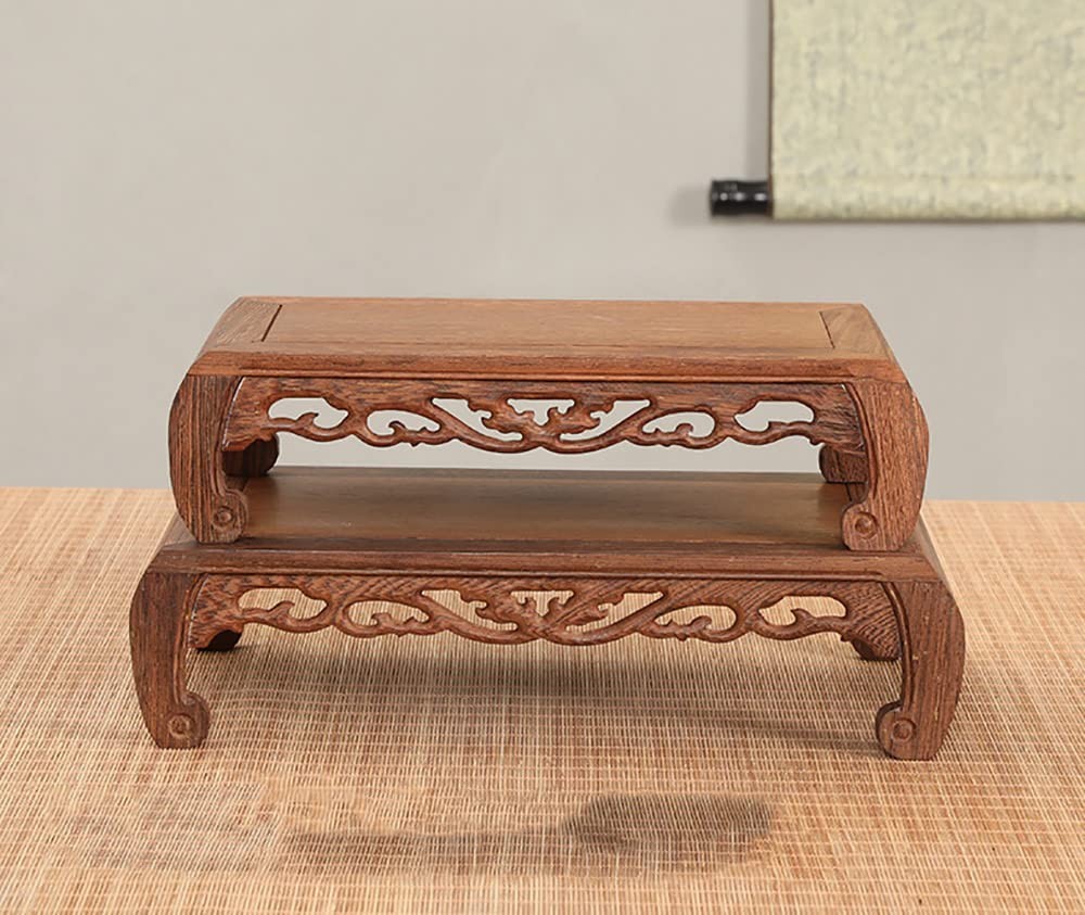 Oriental Furniture Chicken Wing Wood Base Rectangle Solid Carving Pedestal St…