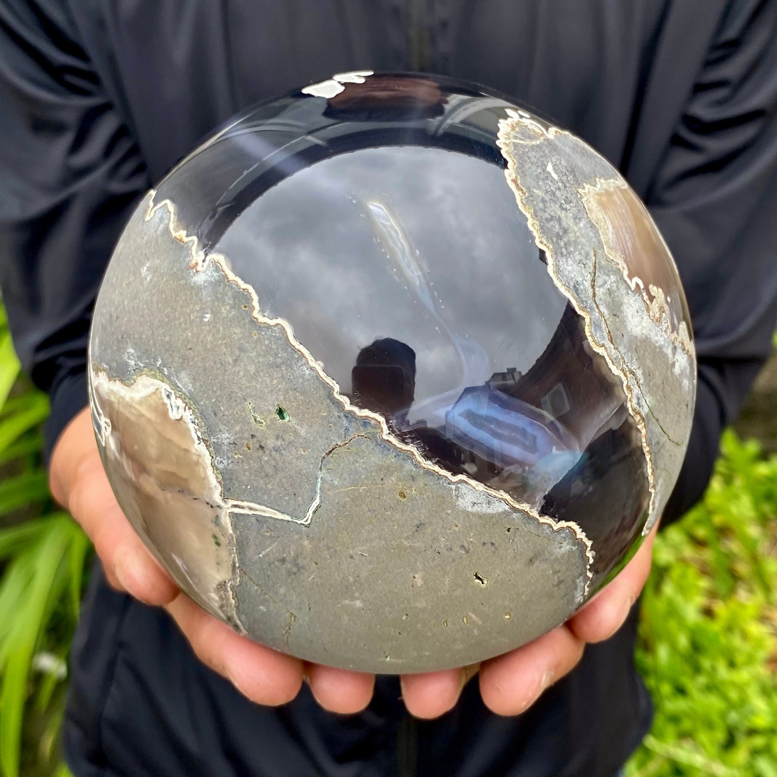 3.96LB Natural Amethyst Agate Ball Quartz Crystal Sphere reiki healing gem