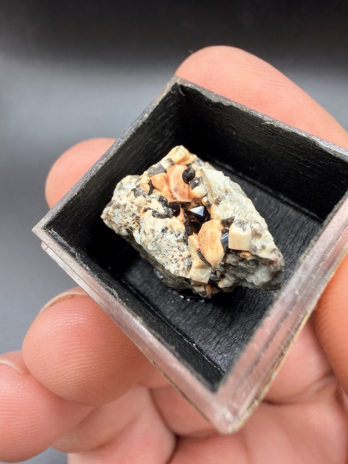 Vintage Labeled Old Stock Dark Smoky Quartz on Feldspar (Thumbnail) – Maine, USA