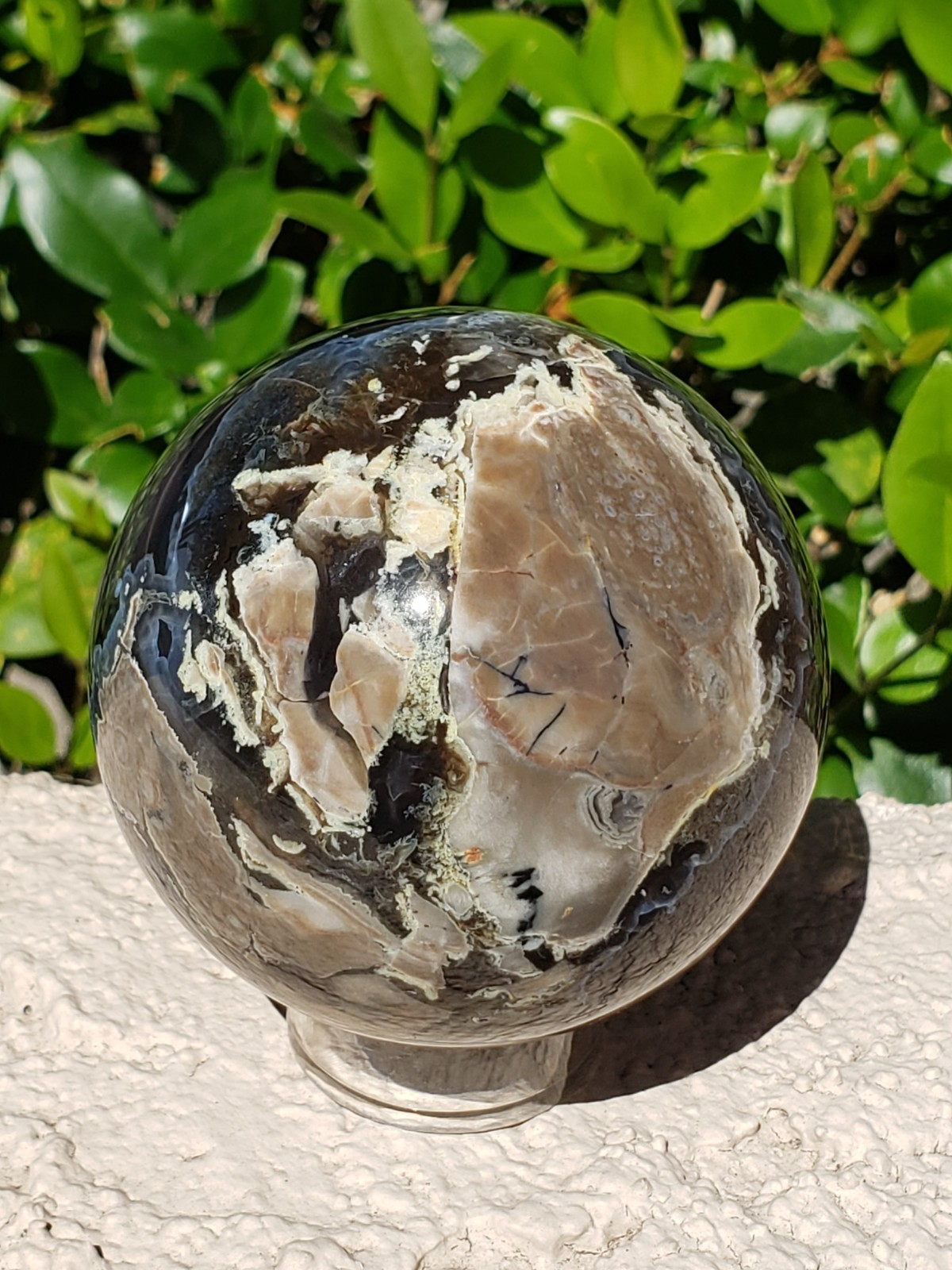 2.6″ Volcano Agate Quartz Crystal Sphere Ball Orb Stunning Green UV, 388g