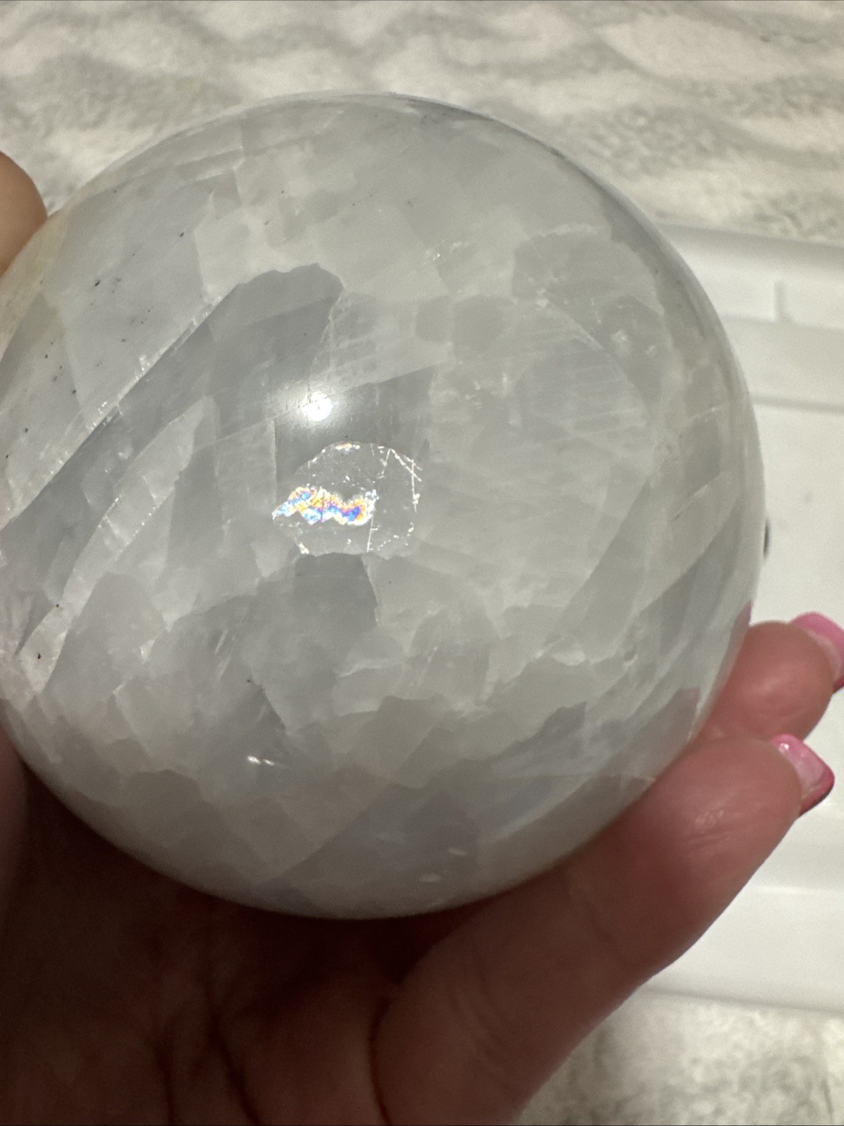 Blue Celestite Sphere. 11.5 In Round.