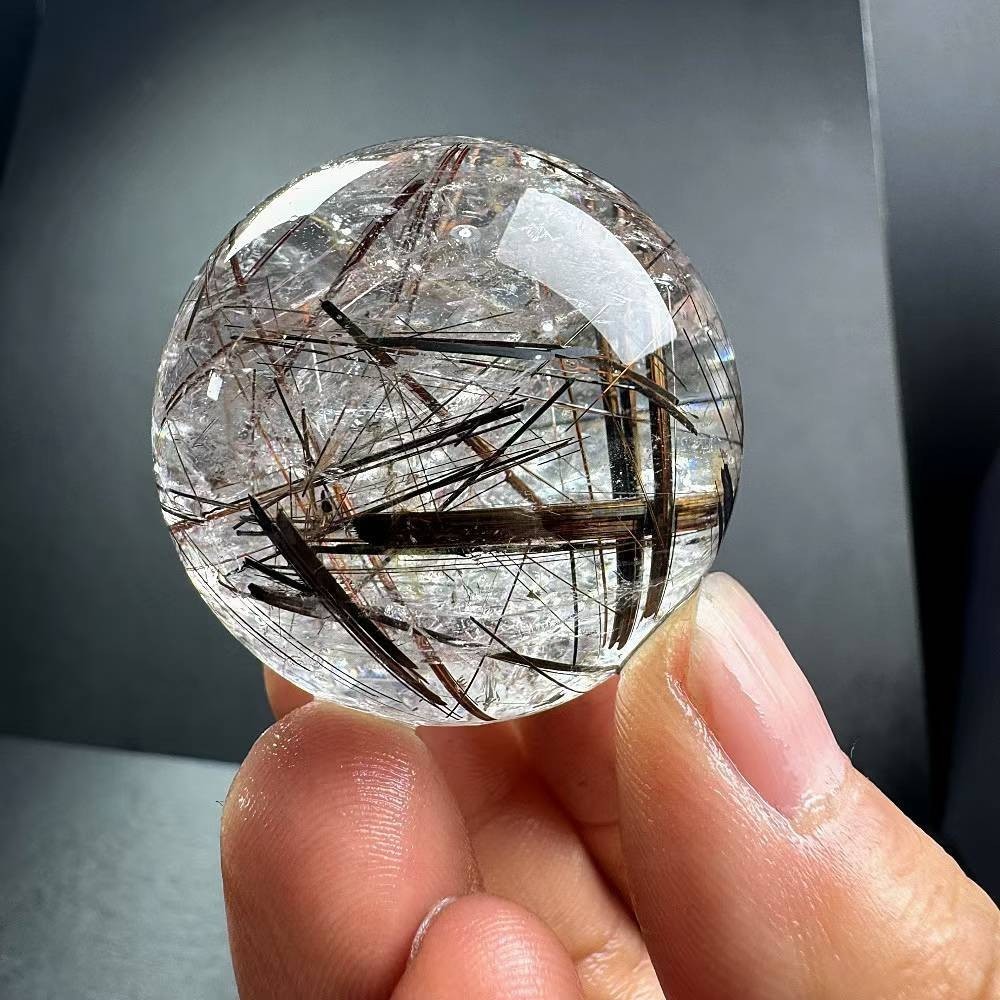 100g Natural Rutilated Quartz Sphere Crystal Ball Mineral reiki Decor