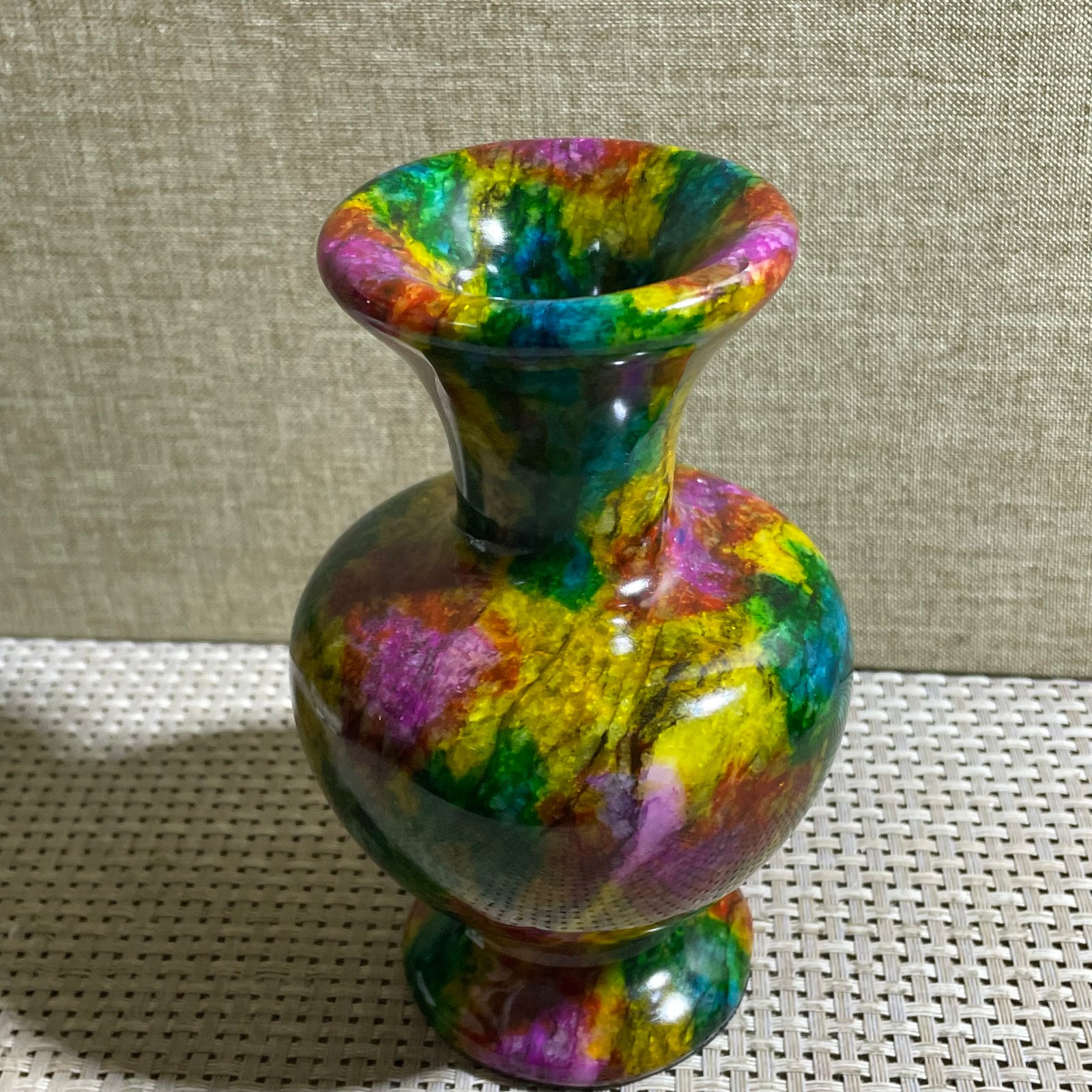 835g Seven Colors Jade vase specimen Decorative -Taiwan China