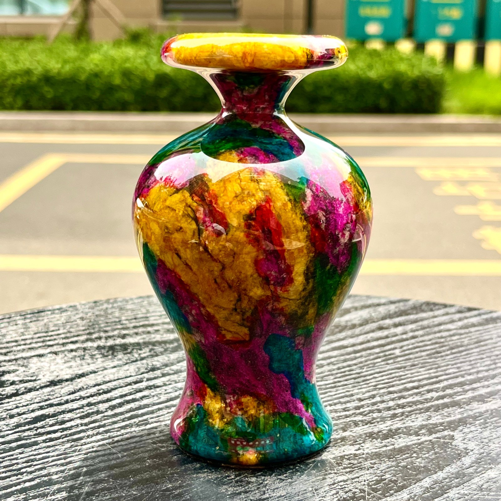 1.94LB Natural “Seven Colors Jade” vase specimen -Taiwan China